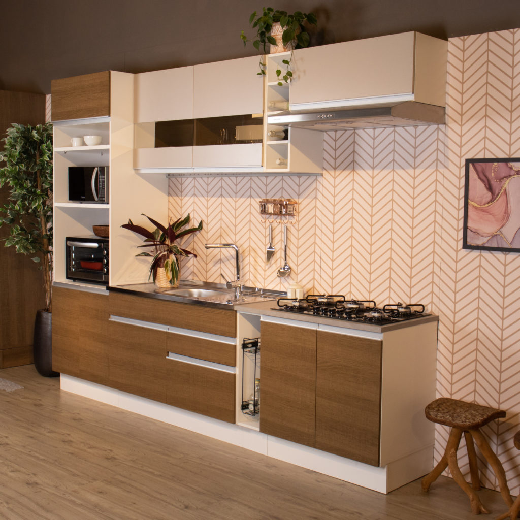 Cozinha da linha Glamy nas cores Rusic/Branco