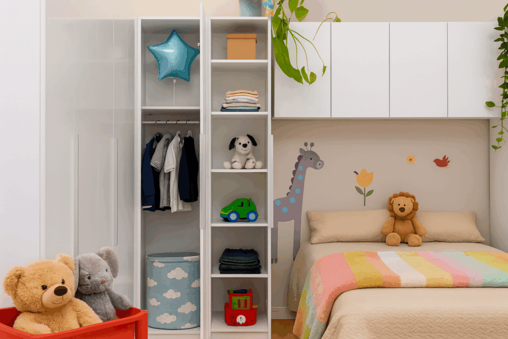 Quarto infantil com móveis funcionais