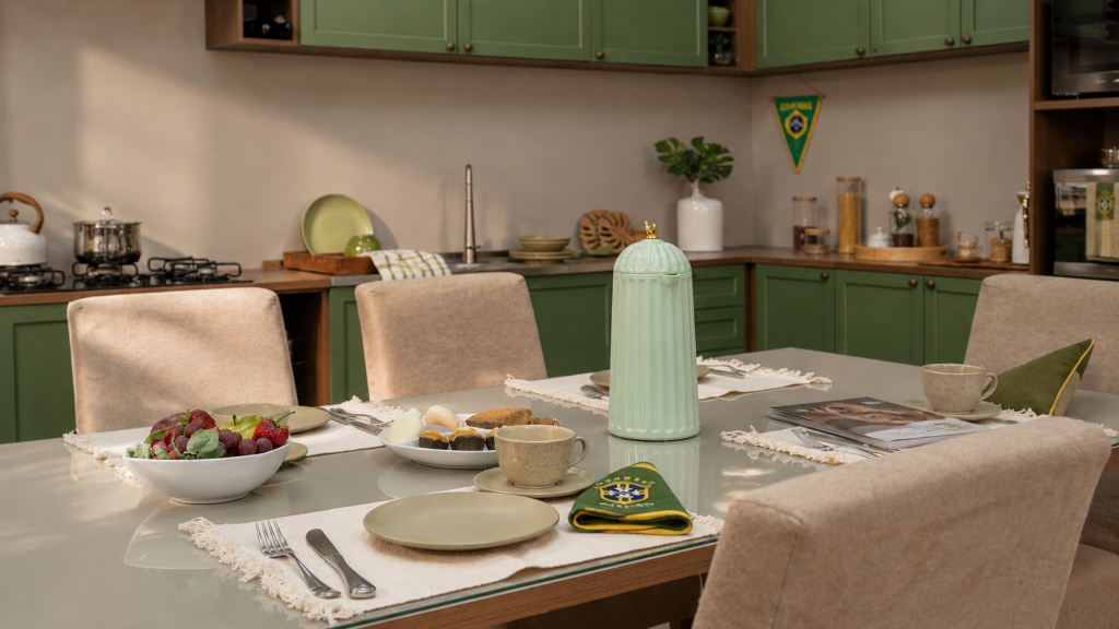 Sala de jantar para reunir em cozinha madesa