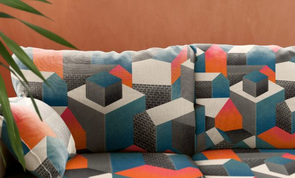 Living room sofa cushion, colorful interior design