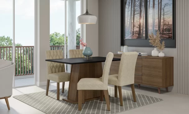 Jogo de sala de jantar com 4 cadeiras