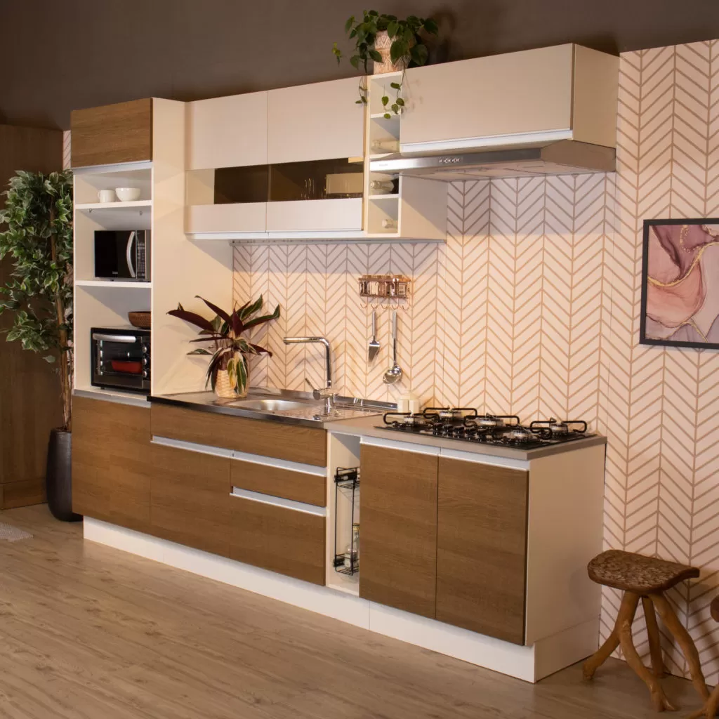 Cozinha da linha Glamy nas cores Rusic/Branco